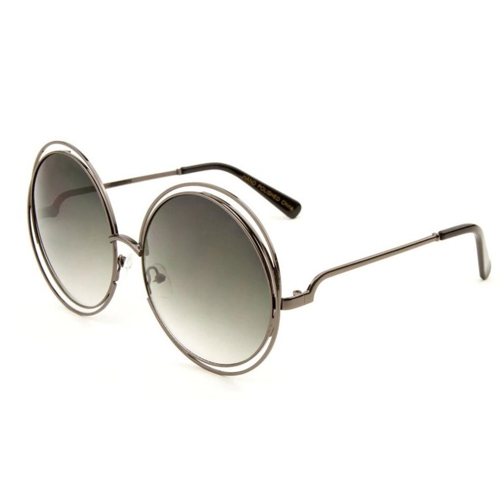 Round Oversized Sunglasses Double Wire Frame Fashion Shades‎ Women XL Shades New